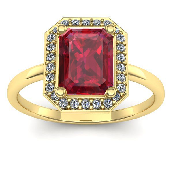 Inel logodna cu rubin dreptunghiular