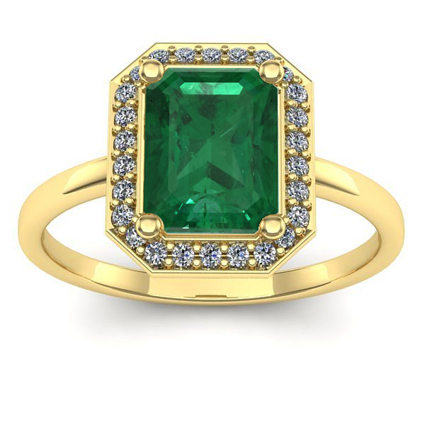 Inel cu smarald dreptunghiular