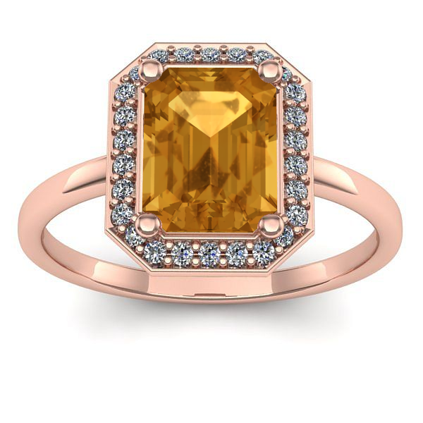 Inel logodna cu citrin dreptunghiular