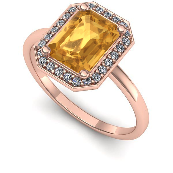 Inel din aur roz cu citrin