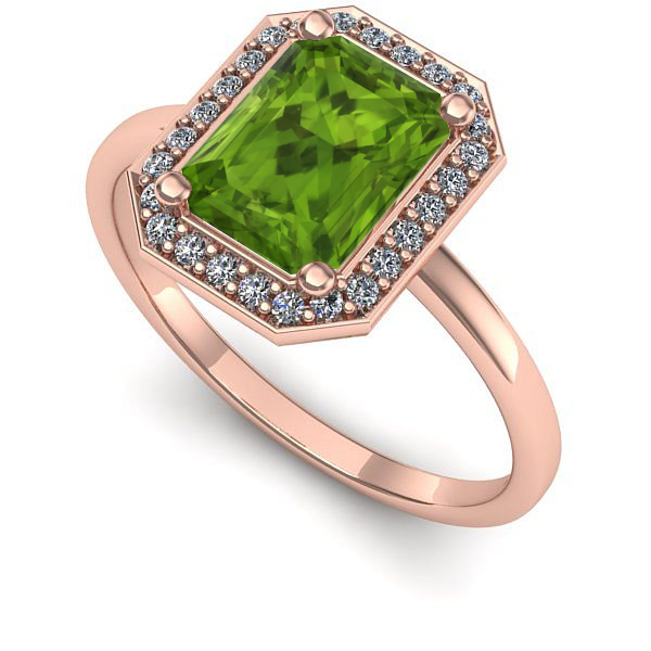 Inel de logodna din aur roz cu peridot