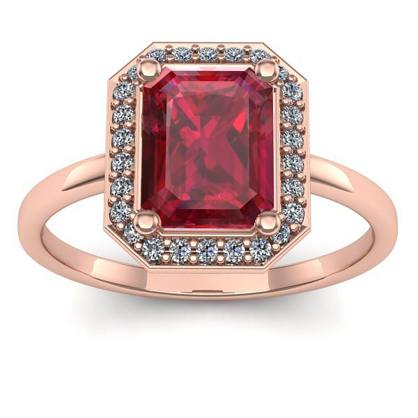 Inel cu rubin dreptunghiular