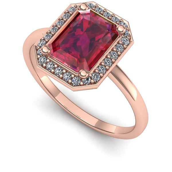 Inel din aur roz cu rubin