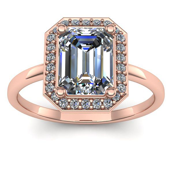 Inel cu diamant de laborator dreptunghiular