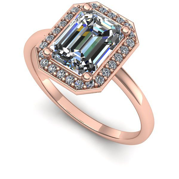 Inel din aur roz cu diamant de laborator