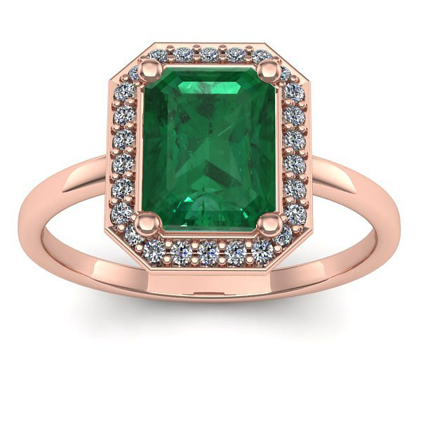 Inel cu smarald dreptunghiular