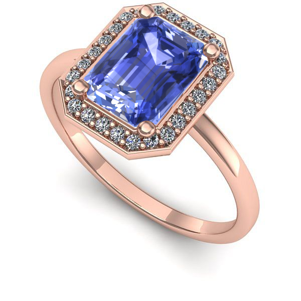 Inel din aur roz cu tanzanit