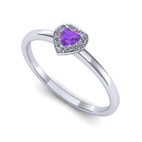 Inel logodna din aur alb cu ametist