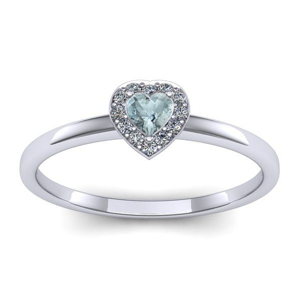 Inel logodna cu aquamarin inima