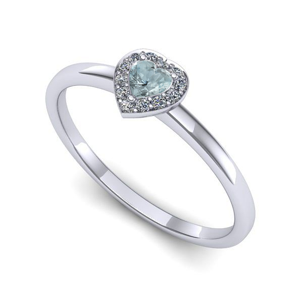 Inel logodna din aur alb cu aquamarin