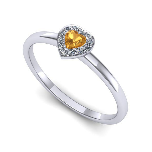 Inel logodna din aur alb cu citrin