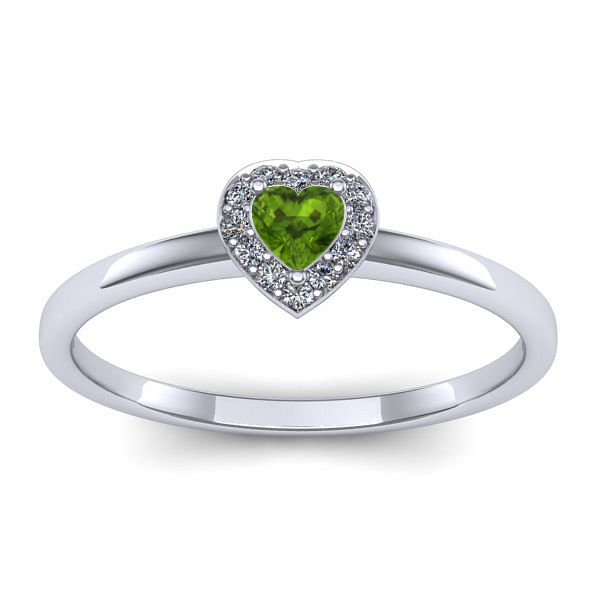 Inel logodna cu peridot inima