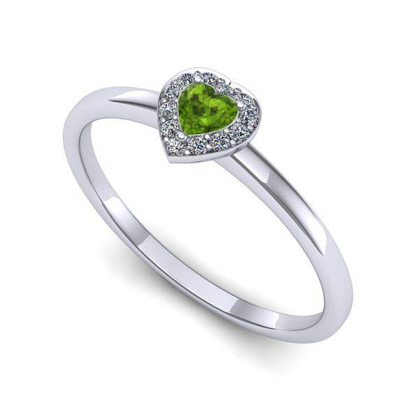 Inel logodna din aur alb cu peridot