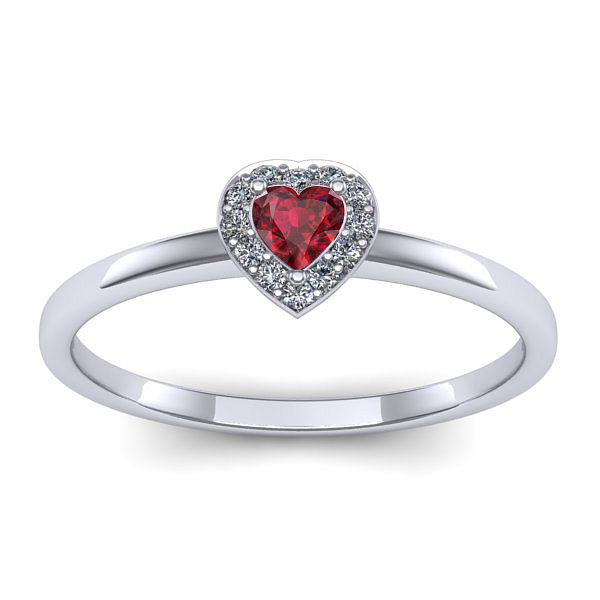 Inel cu rubin inima