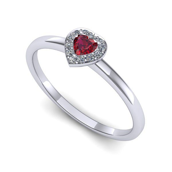 Inel de logodna din aur alb cu rubin