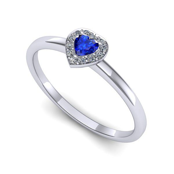 Inel de logodna din aur alb cu safir