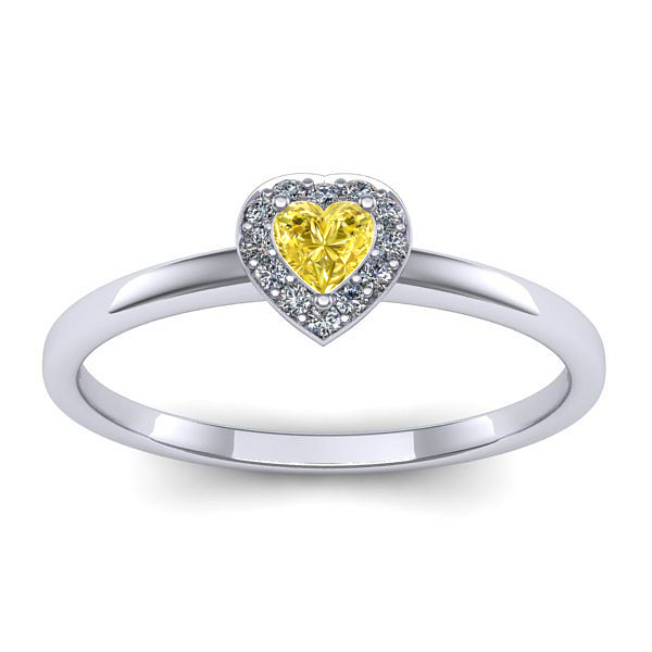 Inel logodna cu safir galben inima