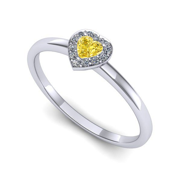 Inel din aur alb cu safir galben