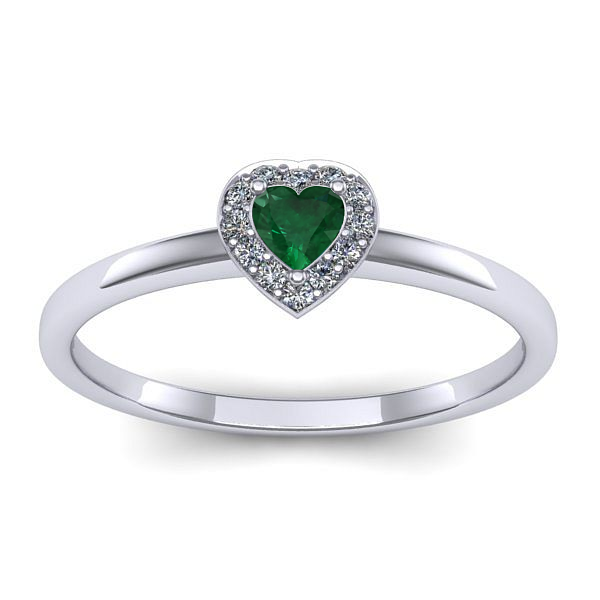 Inel de logodna cu smarald inima