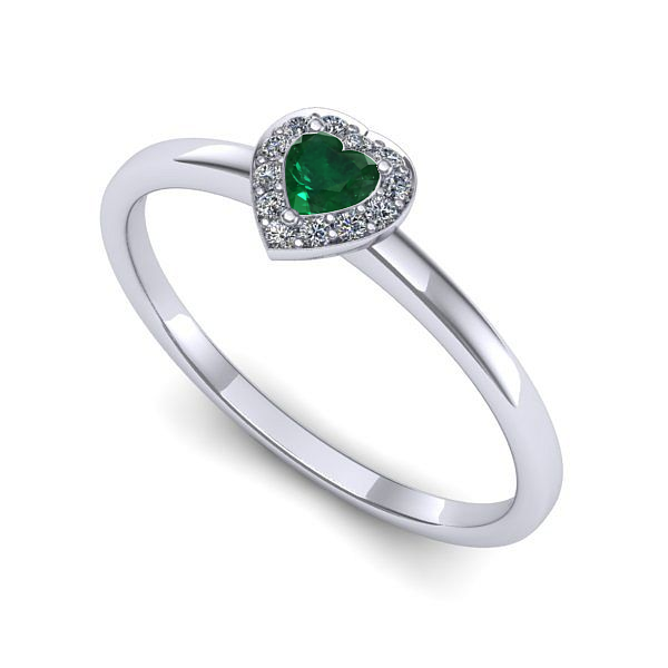 Inel din aur alb cu smarald