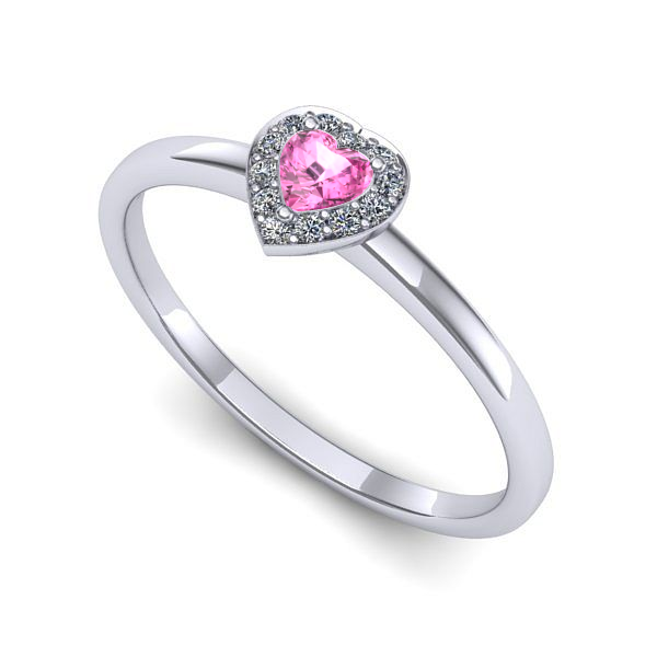 Inel din aur alb cu safir roz