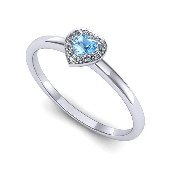 Inel din aur alb cu topaz blue