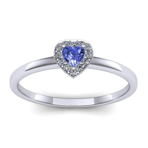 Inel de logodna cu tanzanit inima