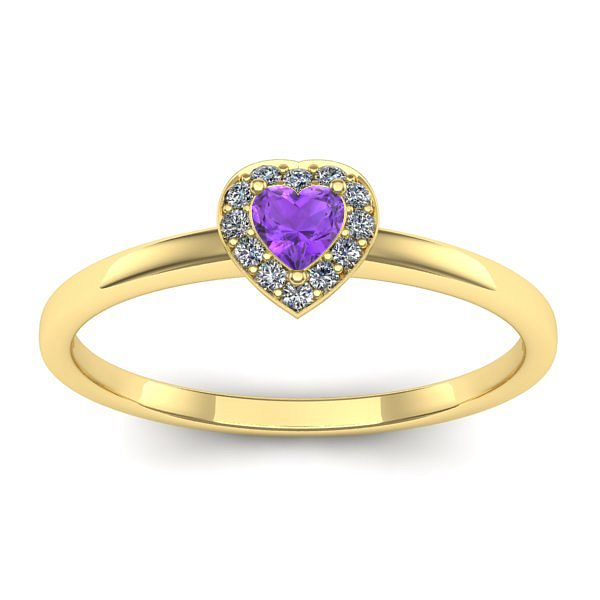 Inel cu ametist inima