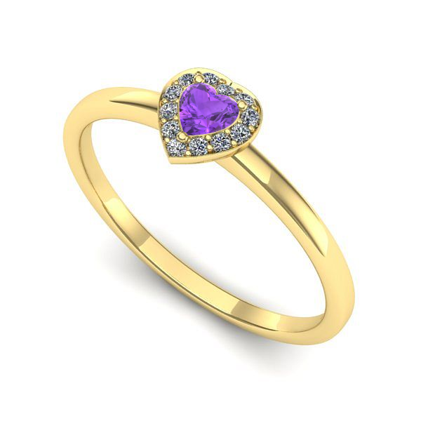 Inel de logodna din aur galben cu ametist