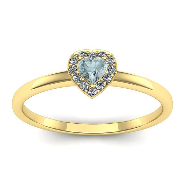 Inel cu aquamarin inima