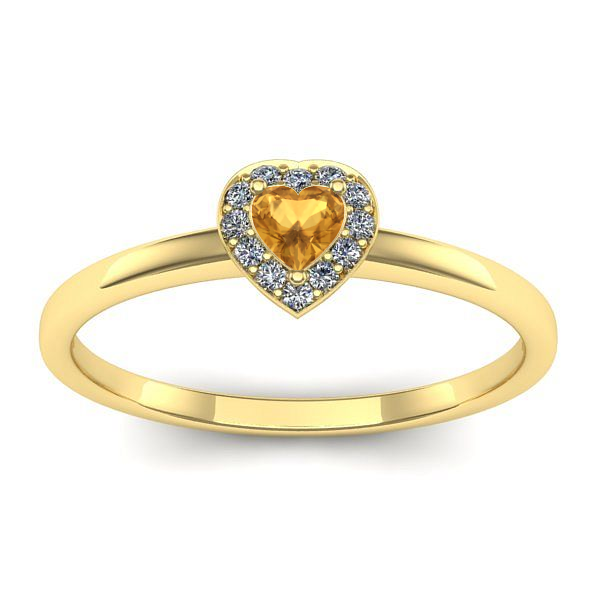 Inel logodna cu citrin inima