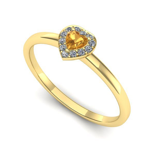 Inel logodna din aur galben cu citrin