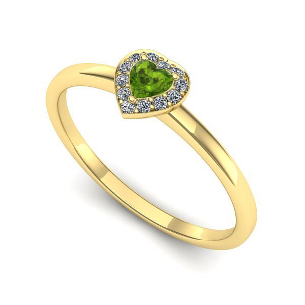 Inel logodna din aur galben cu peridot