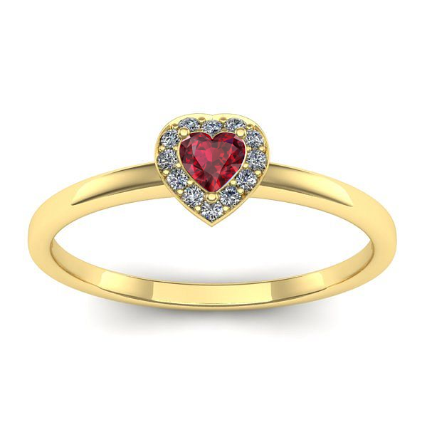 Inel cu rubin inima