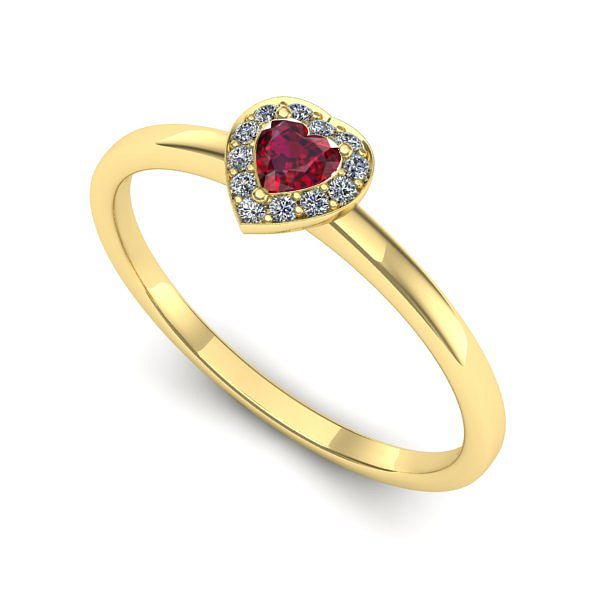Inel logodna din aur galben cu rubin