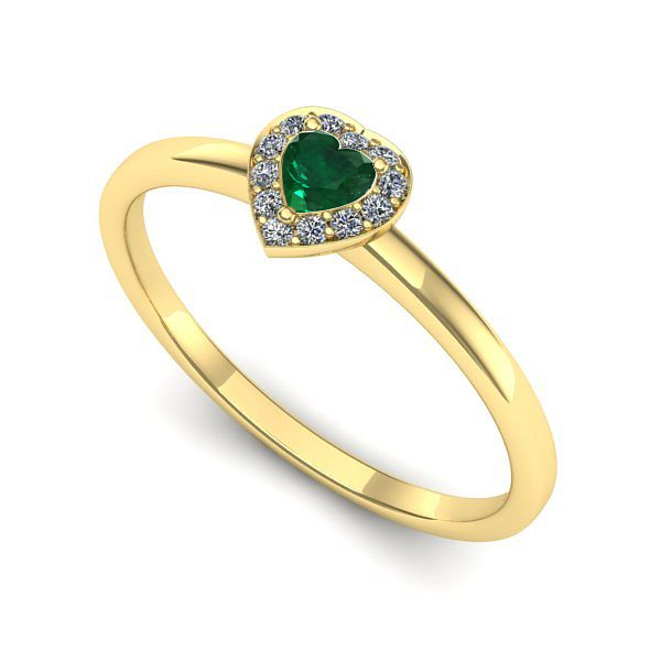 Inel logodna din aur galben cu smarald