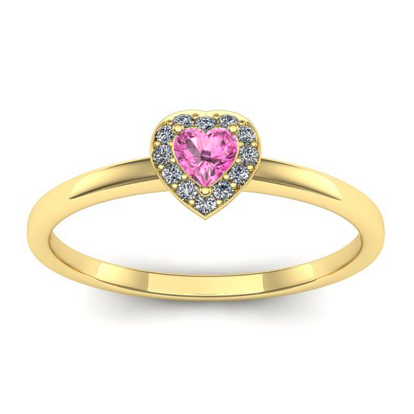 Inel de logodna cu safir roz inima