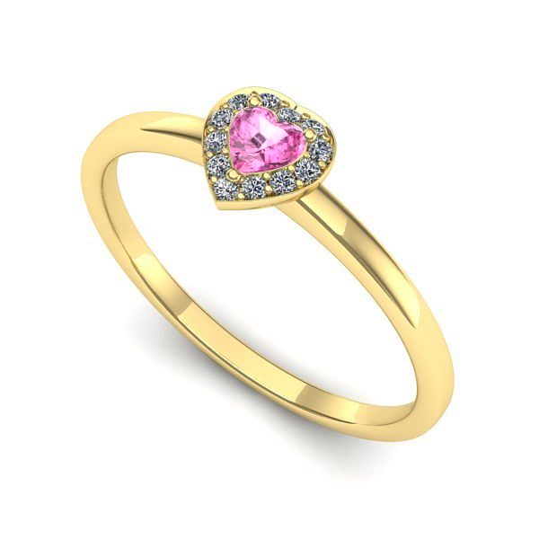 Inel de logodna din aur galben cu safir roz