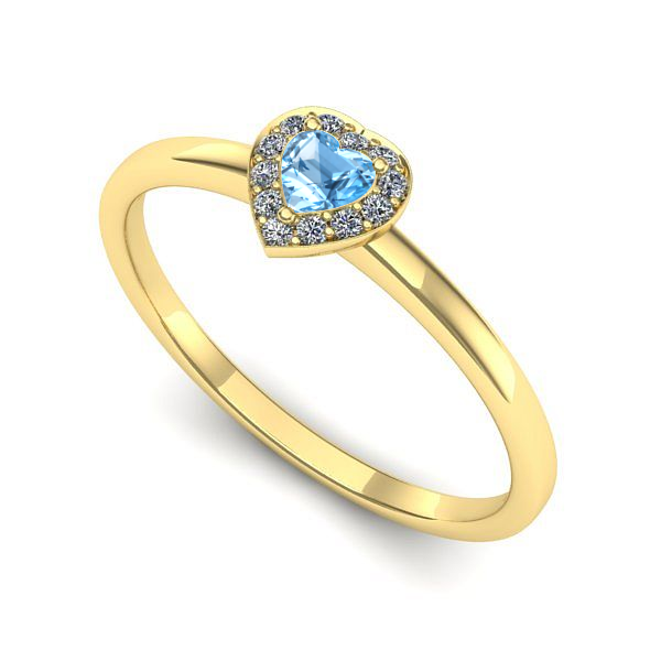 Inel logodna din aur galben cu topaz blue