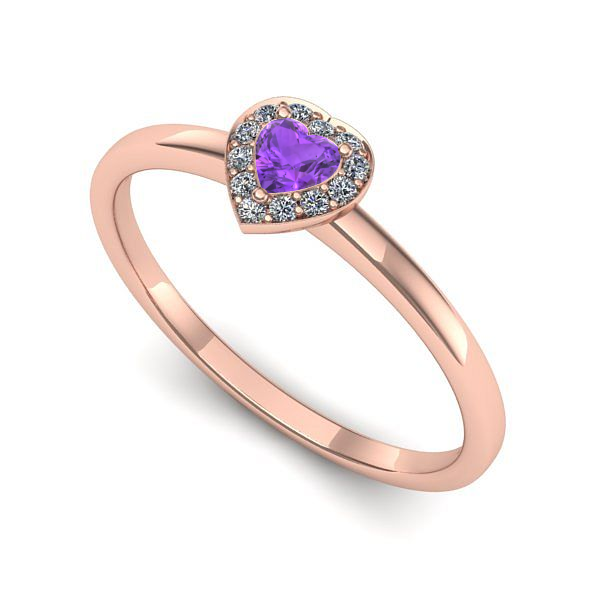 Inel din aur roz cu ametist