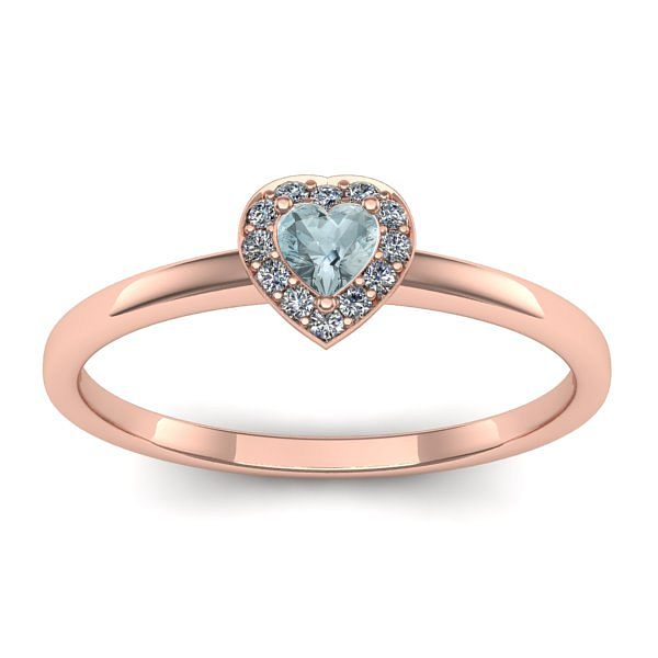 Inel de logodna cu aquamarin inima