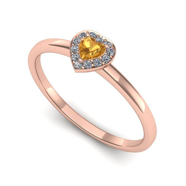 Inel de logodna din aur roz cu citrin