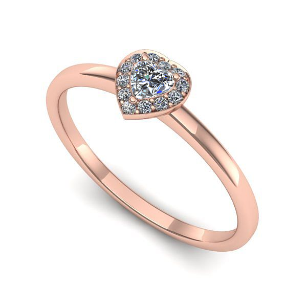 Inel din aur roz cu diamant