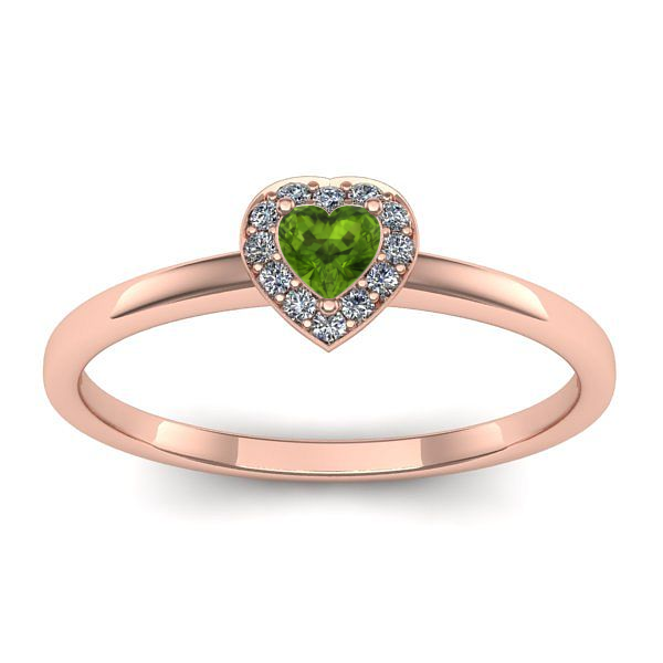 Inel de logodna cu peridot inima