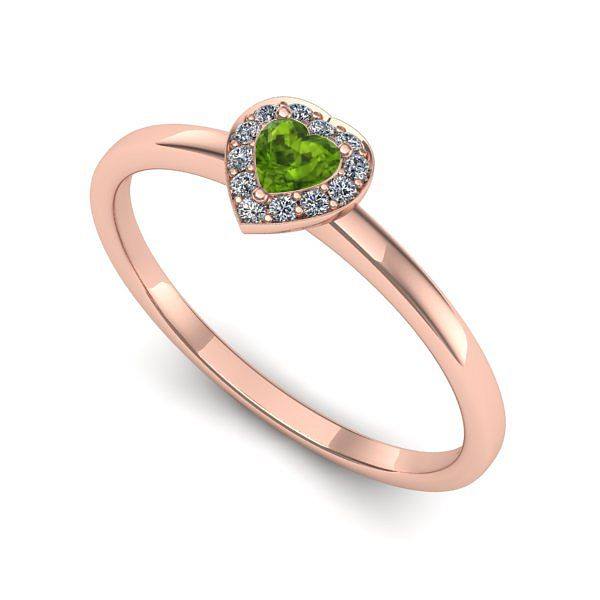 Inel de logodna din aur roz cu peridot