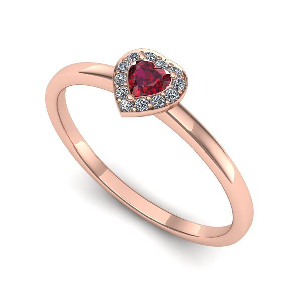 Inel logodna din aur roz cu rubin