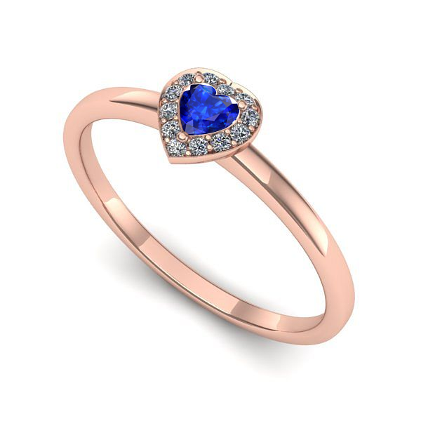 Inel de logodna din aur roz cu safir