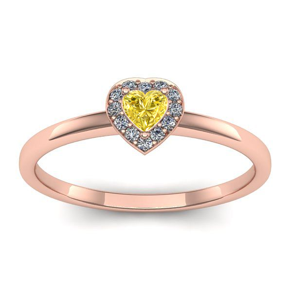 Inel cu safir galben inima