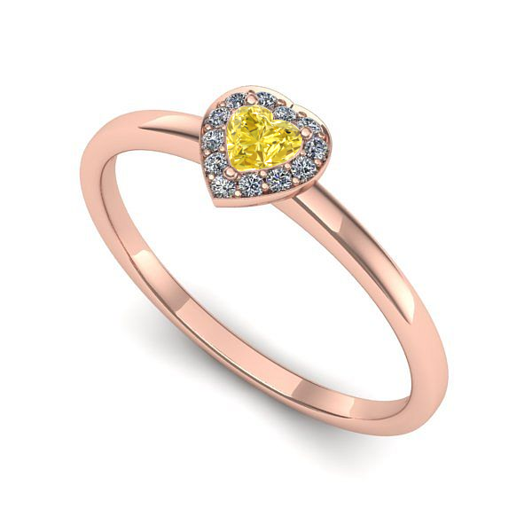Inel de logodna din aur roz cu safir galben
