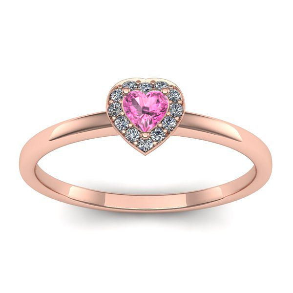 Inel cu safir roz inima